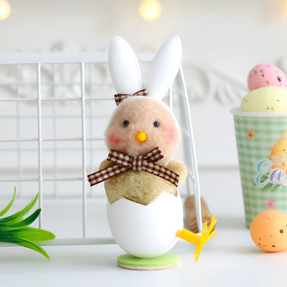 CutieChick Osterdeko - Plüsch Osterküken mit Hasenohren - Bunte Bruteier Deko