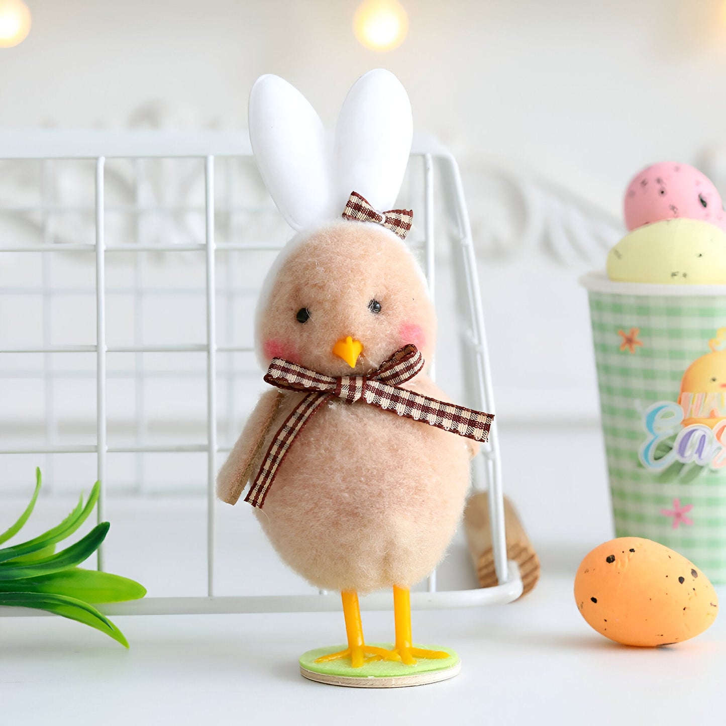 CutieChick Osterdeko - Plüsch Osterküken mit Hasenohren - Bunte Bruteier Deko