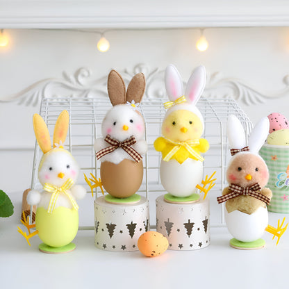 CutieChick Osterdeko - Plüsch Osterküken mit Hasenohren - Bunte Bruteier Deko