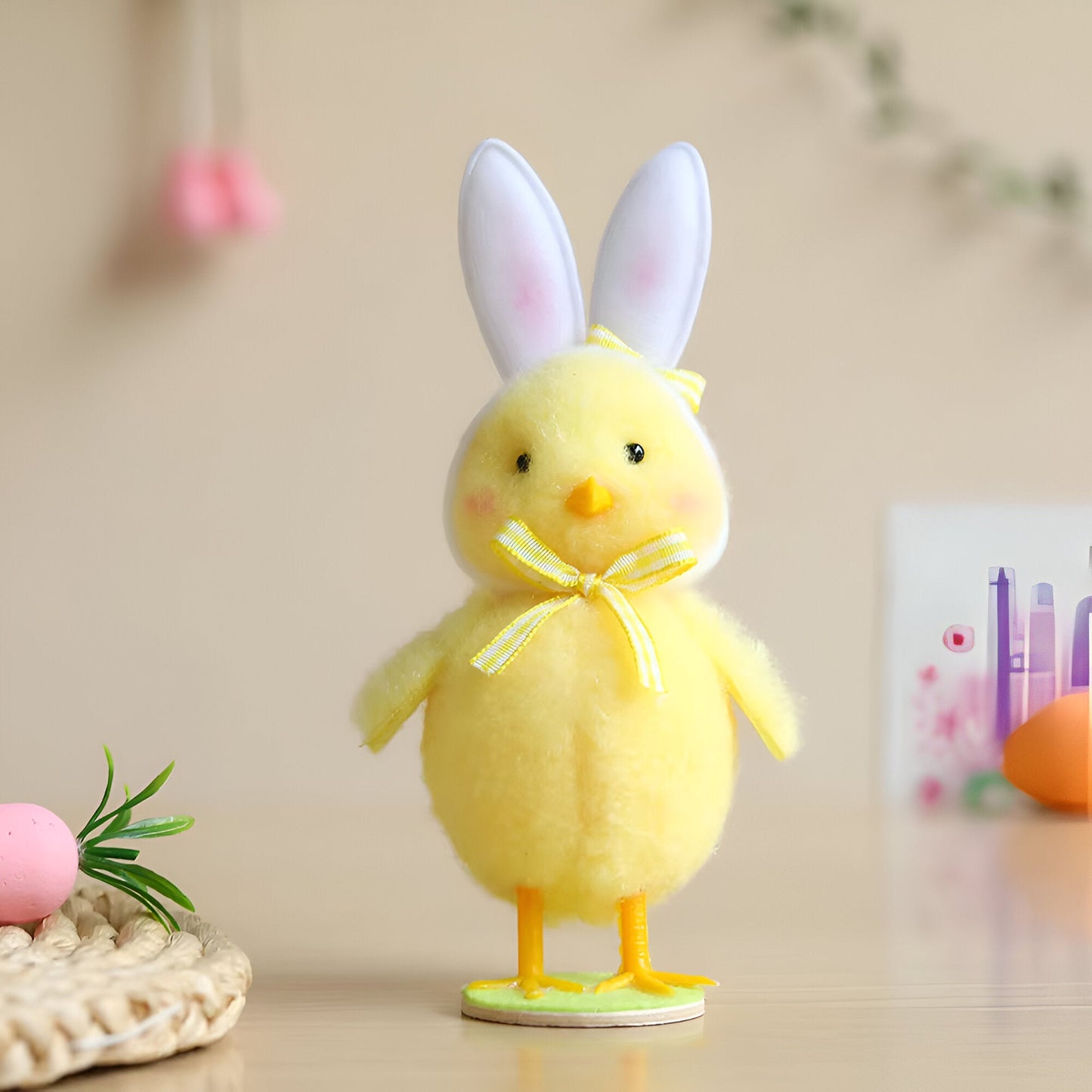 CutieChick Osterdeko - Plüsch Osterküken mit Hasenohren - Bunte Bruteier Deko