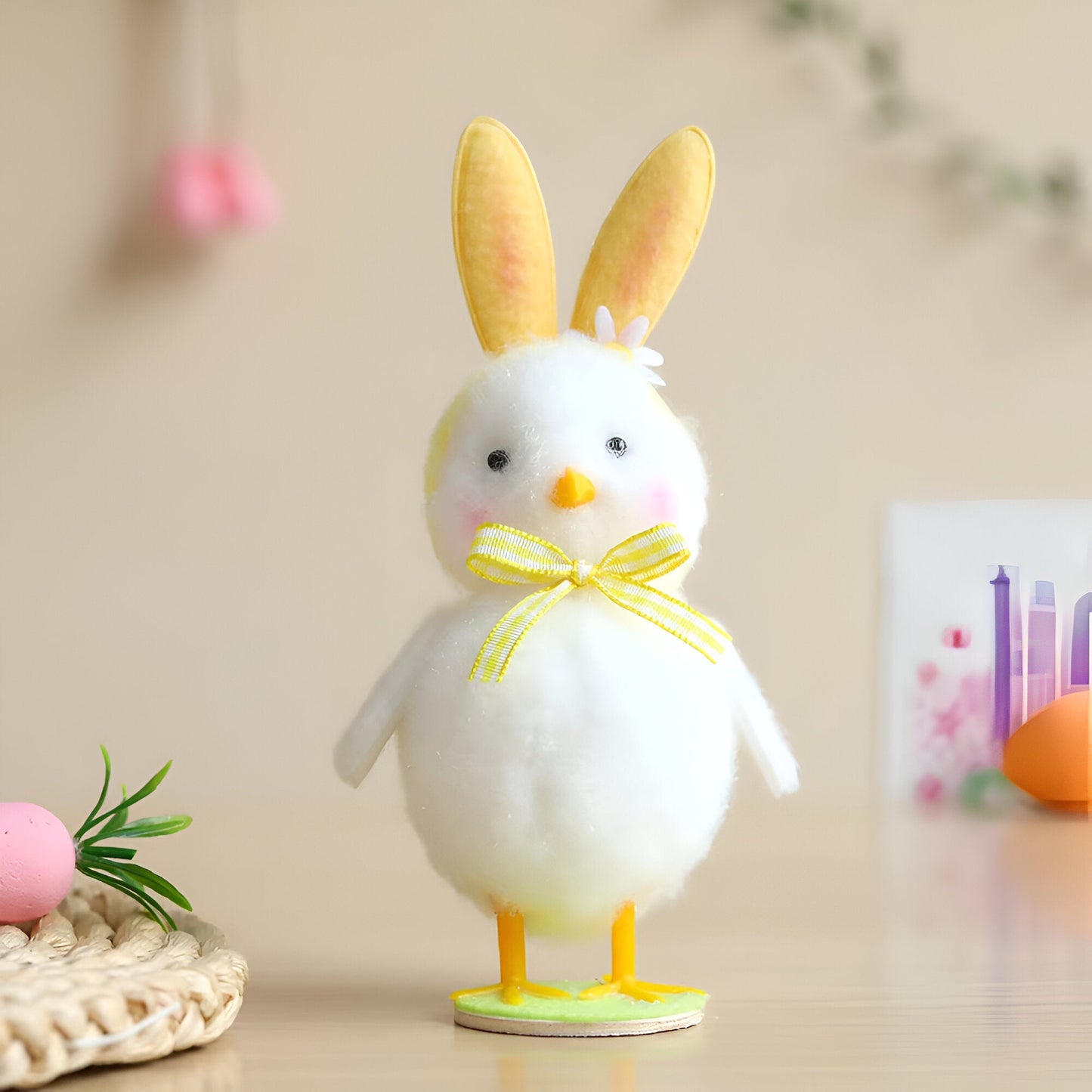 CutieChick Osterdeko - Plüsch Osterküken mit Hasenohren - Bunte Bruteier Deko