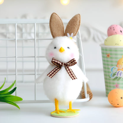 CutieChick Osterdeko - Plüsch Osterküken mit Hasenohren - Bunte Bruteier Deko
