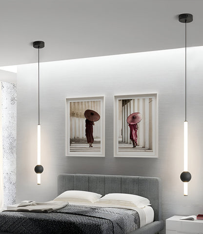 CyliWand LED Pendelleuchte - Minimalistische Geometrische Hängelampe in Schwarz/Weiß