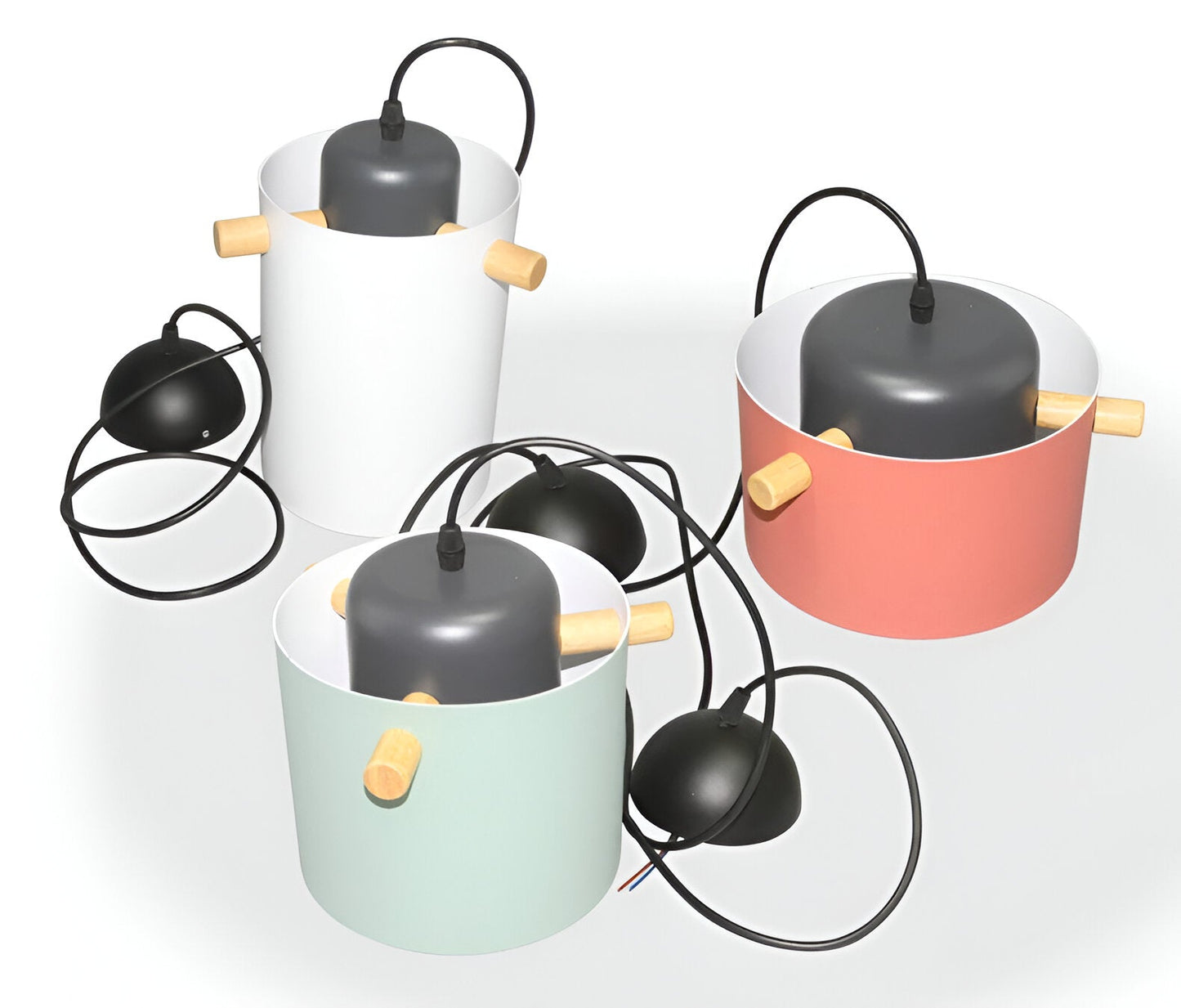 CylinBright Pendelleuchte - Skandinavisches Holz & Eisen Bunte LED Hängelampe