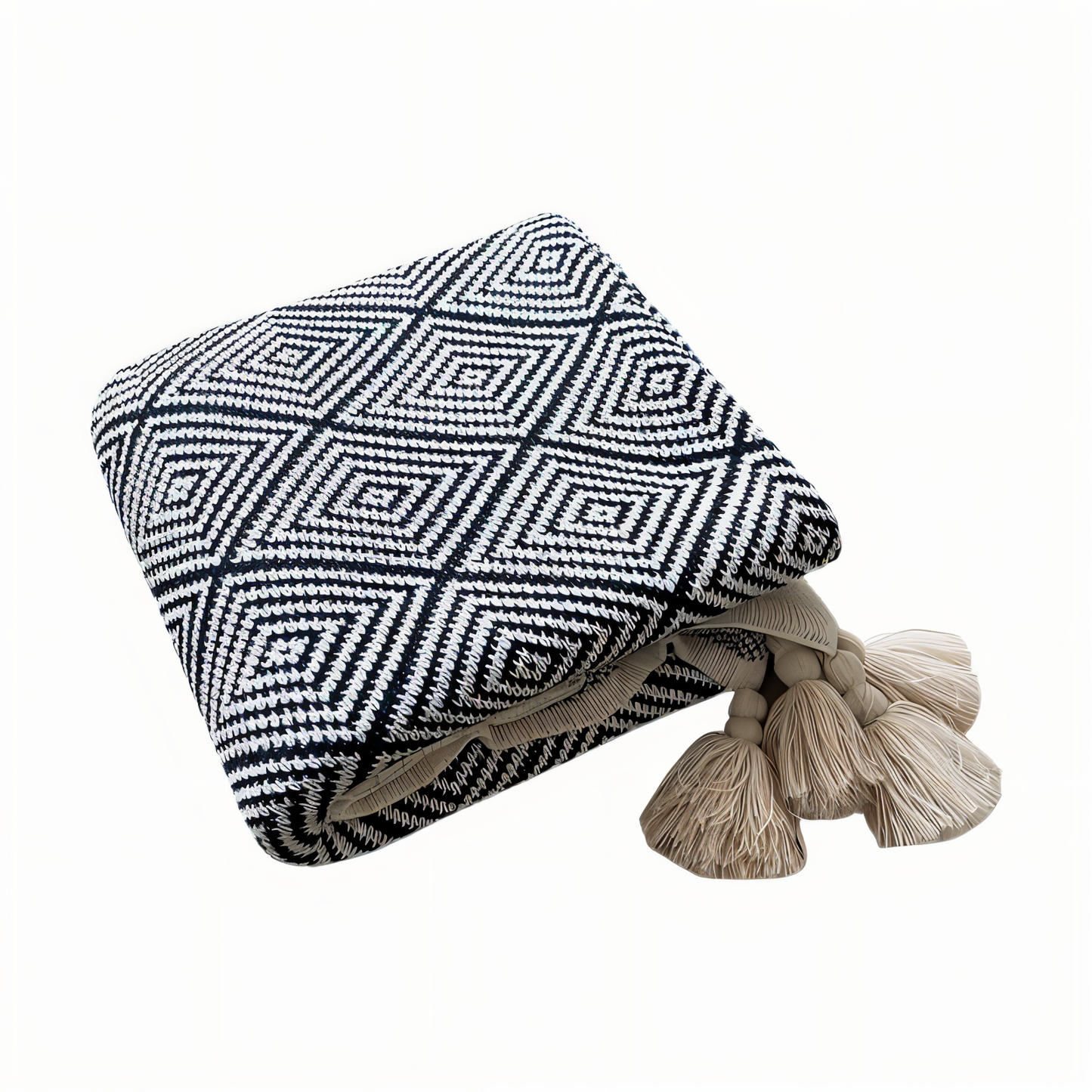 DecoDiamond Plaid - Schwarz Weiß Geometrische Polyester Fleece Decke