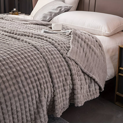 EliteWave Plaid - Ultraflauschige Strukturierte Korallfarbene Fleece Decke