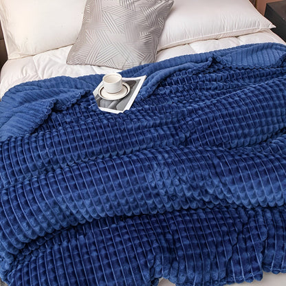 EliteWave Plaid - Ultraflauschige Strukturierte Korallfarbene Fleece Decke