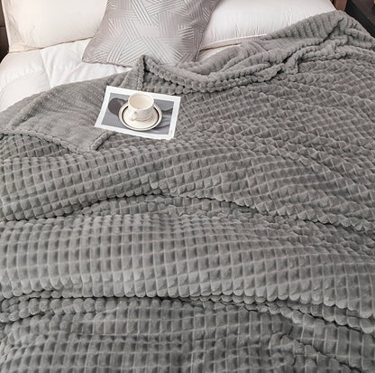 EliteWave Plaid - Ultraflauschige Strukturierte Korallfarbene Fleece Decke