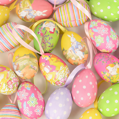 Faux Ostereier - 12 Stück Bunte Künstliche Eier Hängende Osterdekoration