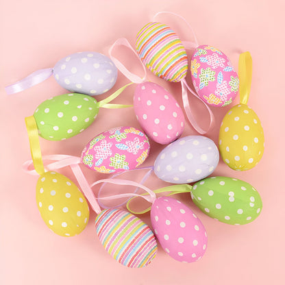 Faux Ostereier - 12 Stück Bunte Künstliche Eier Hängende Osterdekoration