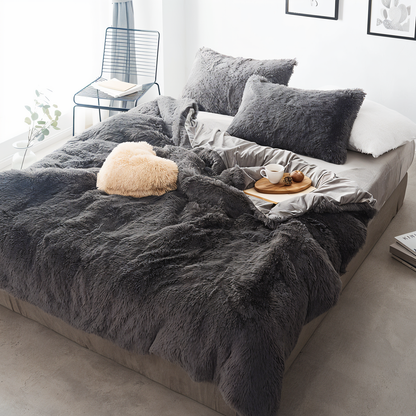 FlufFur Bettwäsche - Ultra Flauschige Fleece Bettdecke - Atmungsaktive Bettwäsche Set