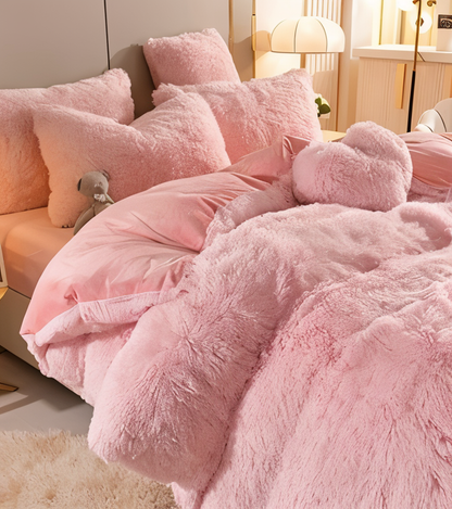FlufFur Bettwäsche - Ultra Flauschige Fleece Bettdecke - Atmungsaktive Bettwäsche Set
