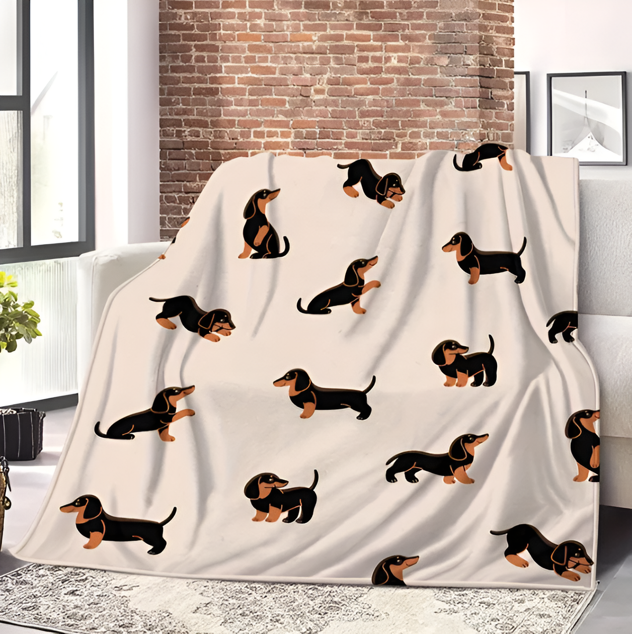 FuzziPup Plaid - Luxuriös Weiche Dackel Fleecedecke für Ganzjährigen Komfort