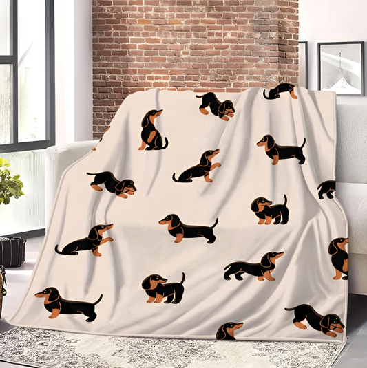 FuzziPup Plaid - Luxuriös Weiche Dackel Fleecedecke für Ganzjährigen Komfort