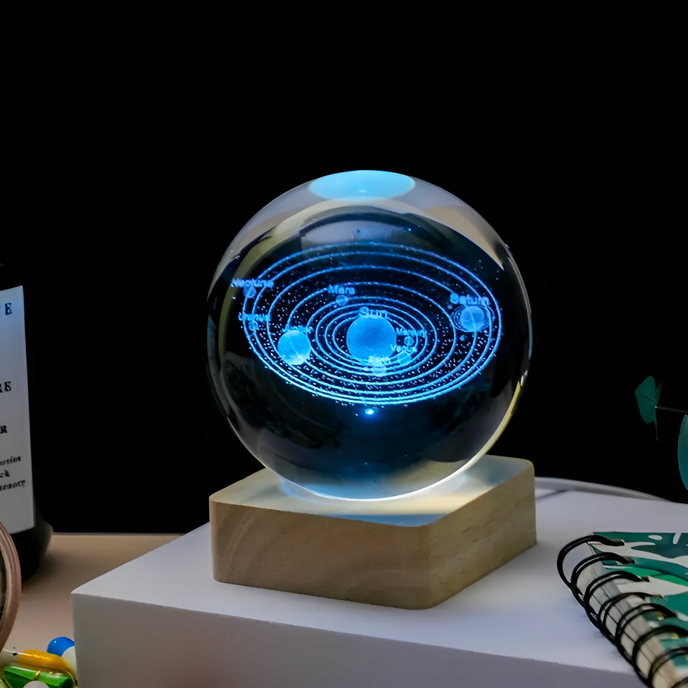 Beleuchtete Galaxy-Glasball | LumeCosmos