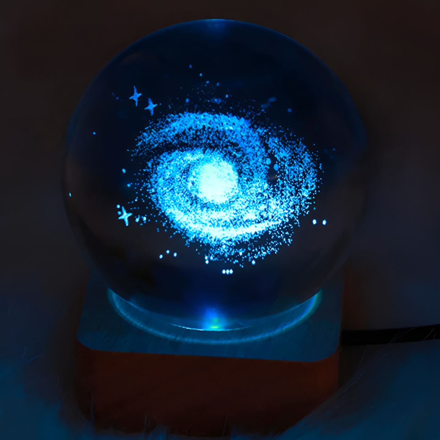 Beleuchtete Galaxy-Glasball | LumeCosmos