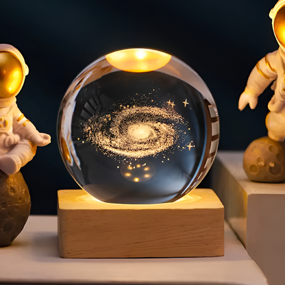 Beleuchtete Galaxy-Glasball | LumeCosmos