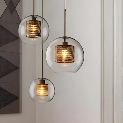 HiveGlim - Geometrische Glas Hängelampe mit Wabendesign - Vintage Loft Beleuchtung