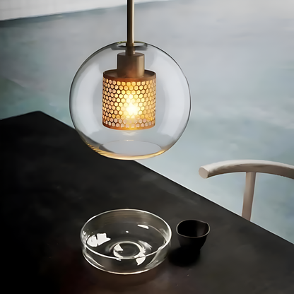 HiveGlim - Geometrische Glas Hängelampe mit Wabendesign - Vintage Loft Beleuchtung