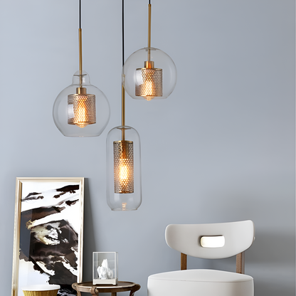 HiveGlim - Geometrische Glas Hängelampe mit Wabendesign - Vintage Loft Beleuchtung