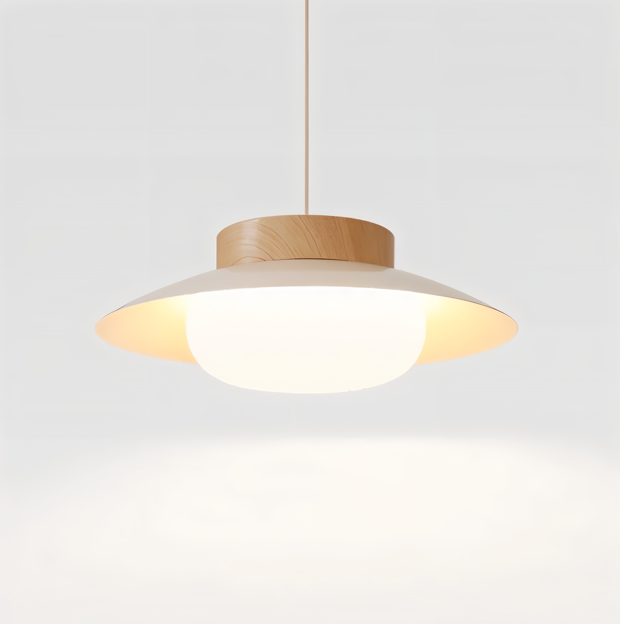 Icryl Pendelleuchte - Japanische Hängelampe in Creme Schalenform