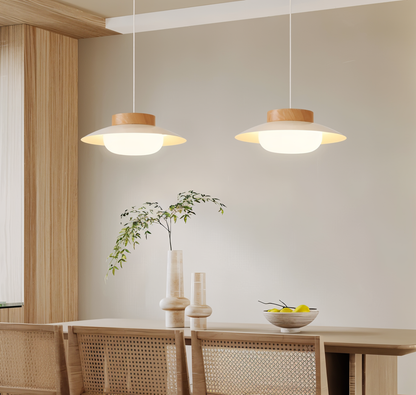 Icryl Pendelleuchte - Japanische Hängelampe in Creme Schalenform