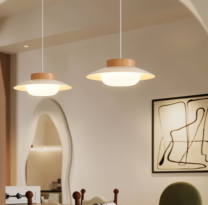 Icryl Pendelleuchte - Japanische Hängelampe in Creme Schalenform