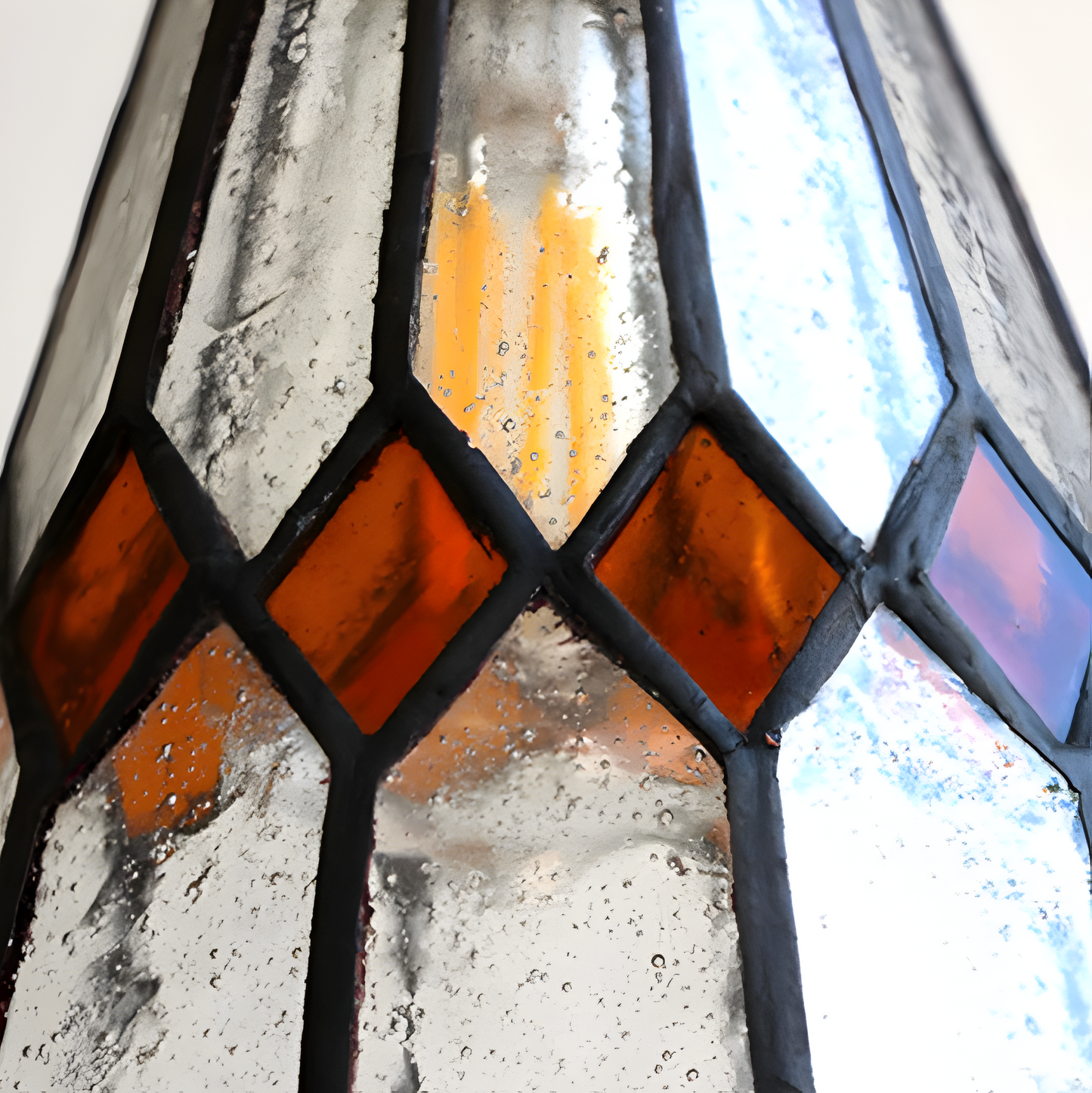 IllumaStyle Japanische Pendelleuchte - Retro Geometrische Kupfer Glas Hängelampe