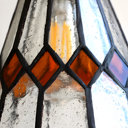 IllumaStyle Japanische Pendelleuchte - Retro Geometrische Kupfer Glas Hängelampe