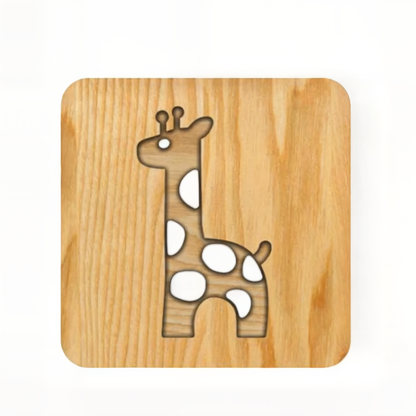 LumaCarve - Giraffe LED Tischlampe aus Holz
