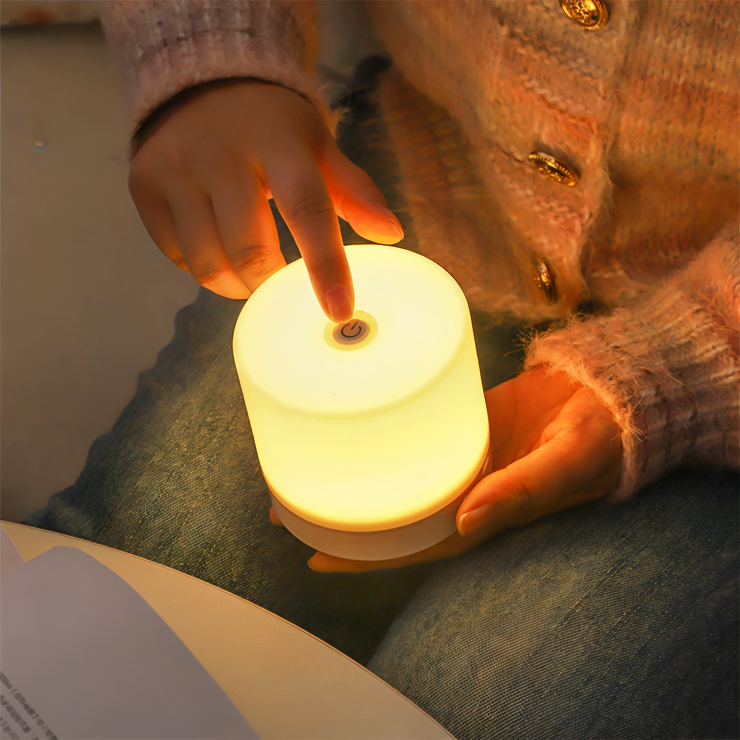 LuminoTap - USB betriebenes zylindrisches Mini-Nachtlicht - Lampe mit Touch-Dimmer