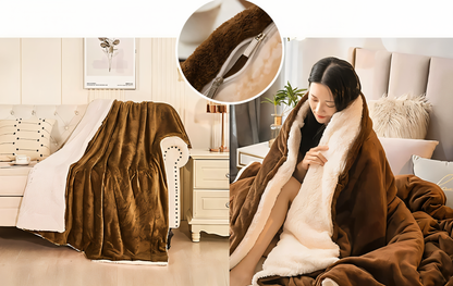 LuxiLayer Plaid - Wendbarer Flanell- und Fleece-Steppdeckenbezug mit Reißverschluss