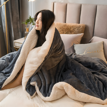 LuxiLayer Plaid - Wendbarer Flanell- und Fleece-Steppdeckenbezug mit Reißverschluss