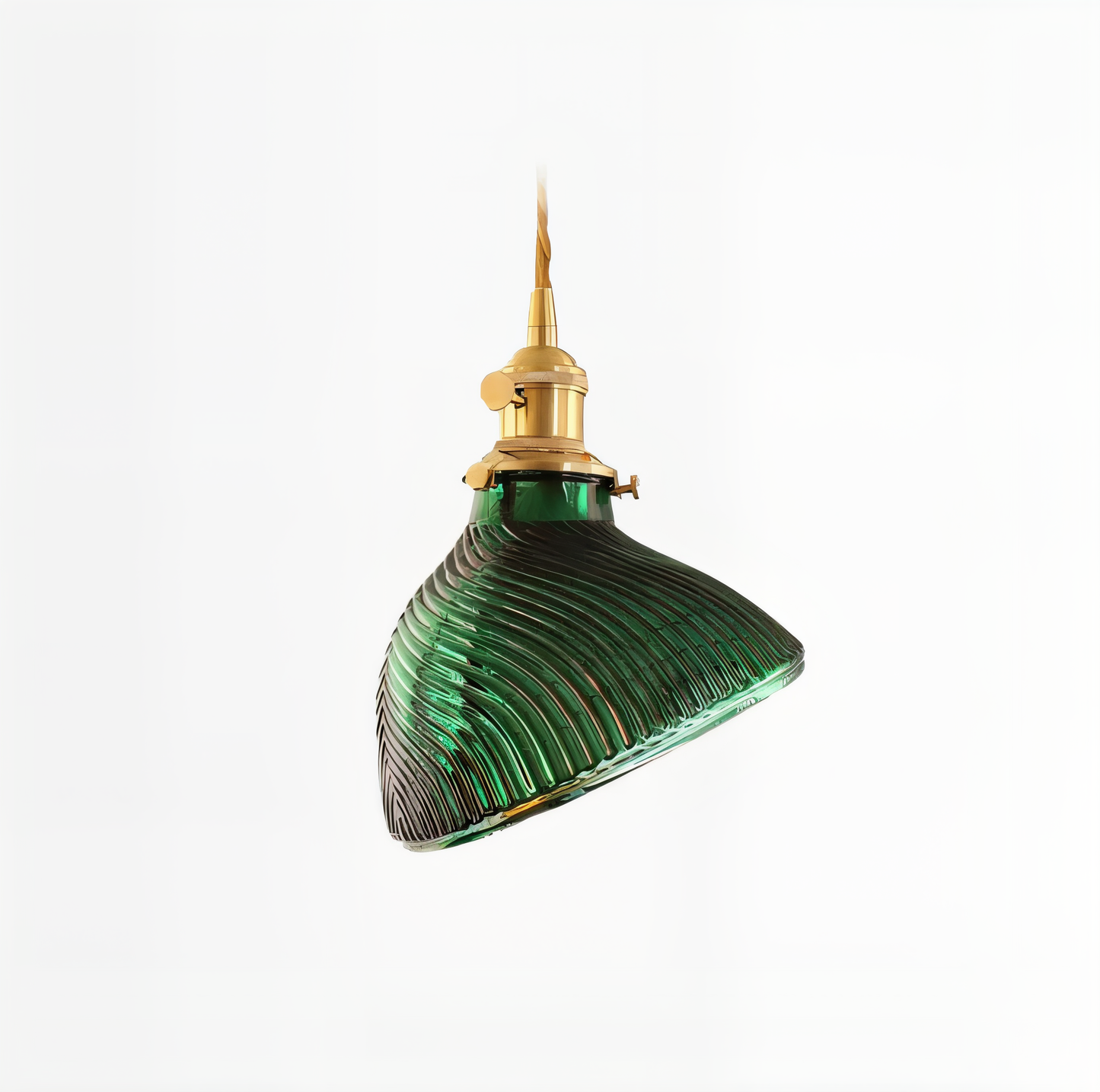 LuxurGreen - Glas Pendelleuchte - Nordische Gerippte Geometrische Hängelampe