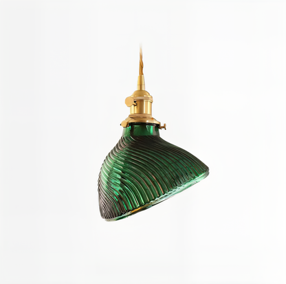 LuxurGreen - Glas Pendelleuchte - Nordische Gerippte Geometrische Hängelampe