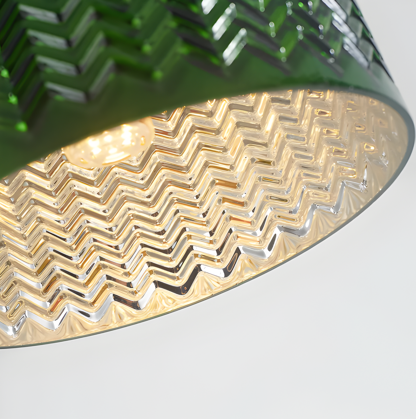 LuxurGreen - Glas Pendelleuchte - Nordische Gerippte Geometrische Hängelampe