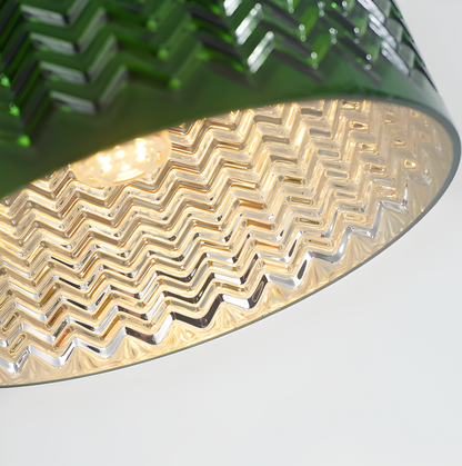 LuxurGreen - Glas Pendelleuchte - Nordische Gerippte Geometrische Hängelampe