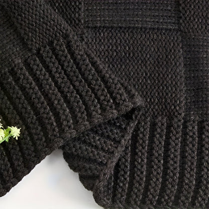 MonoKnit Plaid - Weiß Schwarz Gestrickt Throw für Bett - Solide Acryl Fleece-Decke
