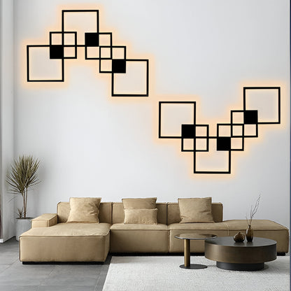 MonoQuad Wandleuchte - Metallic Schwarz Weiß Quadratische LED Wandbeleuchtung