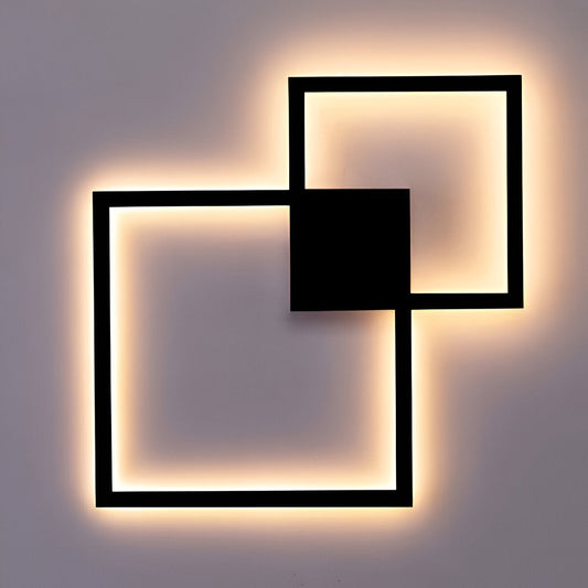 MonoQuad Wandleuchte - Metallic Schwarz Weiß Quadratische LED Wandbeleuchtung