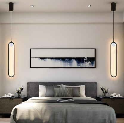 PinOval Pendelleuchte - Schwarzes Aluminium, Längliche LED Hängelampe