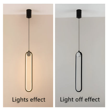 PinOval Pendelleuchte - Schwarzes Aluminium, Längliche LED Hängelampe