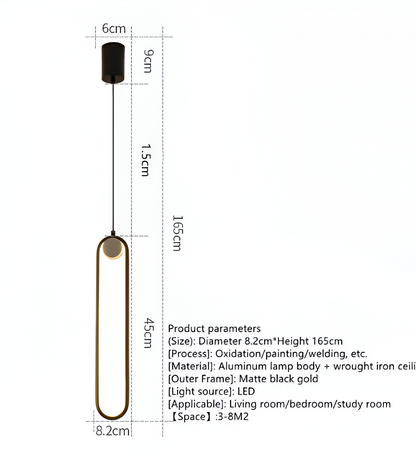 PinOval Pendelleuchte - Schwarzes Aluminium, Längliche LED Hängelampe