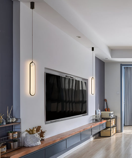 PinOval Pendelleuchte - Schwarzes Aluminium, Längliche LED Hängelampe