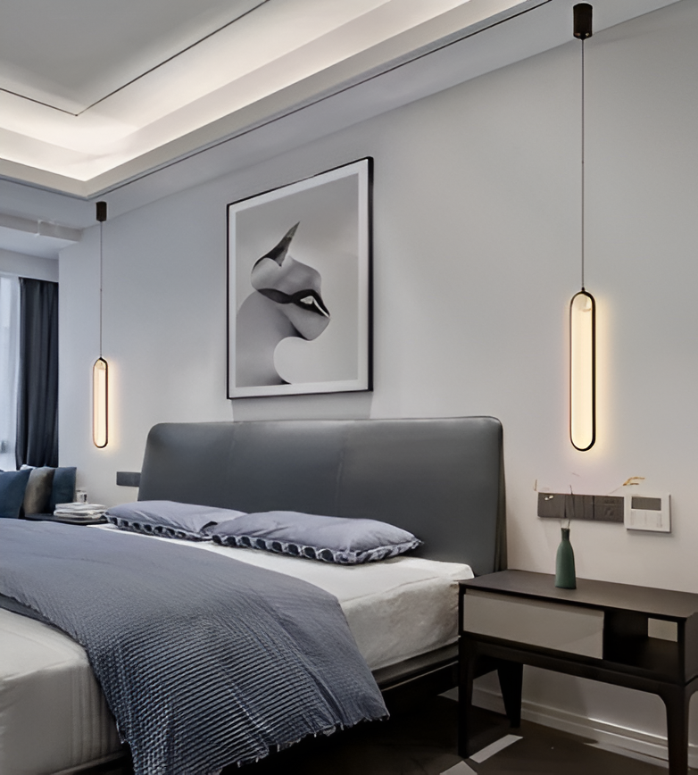 PinOval Pendelleuchte - Schwarzes Aluminium, Längliche LED Hängelampe