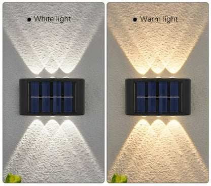 RectaSolaria Wandleuchte - 2/4 Stück IP65 Wasserdichte 6LED Solar Lampe Garten - Auf und Ab Außenbeleuchtung