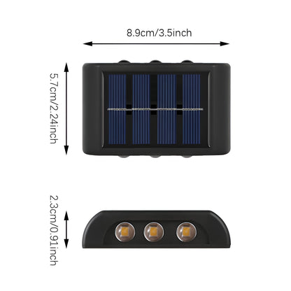 RectaSolaria Wandleuchte - 2/4 Stück IP65 Wasserdichte 6LED Solar Lampe Garten - Auf und Ab Außenbeleuchtung