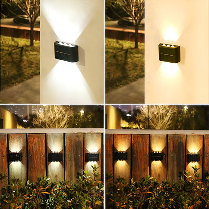 RectaSolaria Wandleuchte - 2/4 Stück IP65 Wasserdichte 6LED Solar Lampe Garten - Auf und Ab Außenbeleuchtung