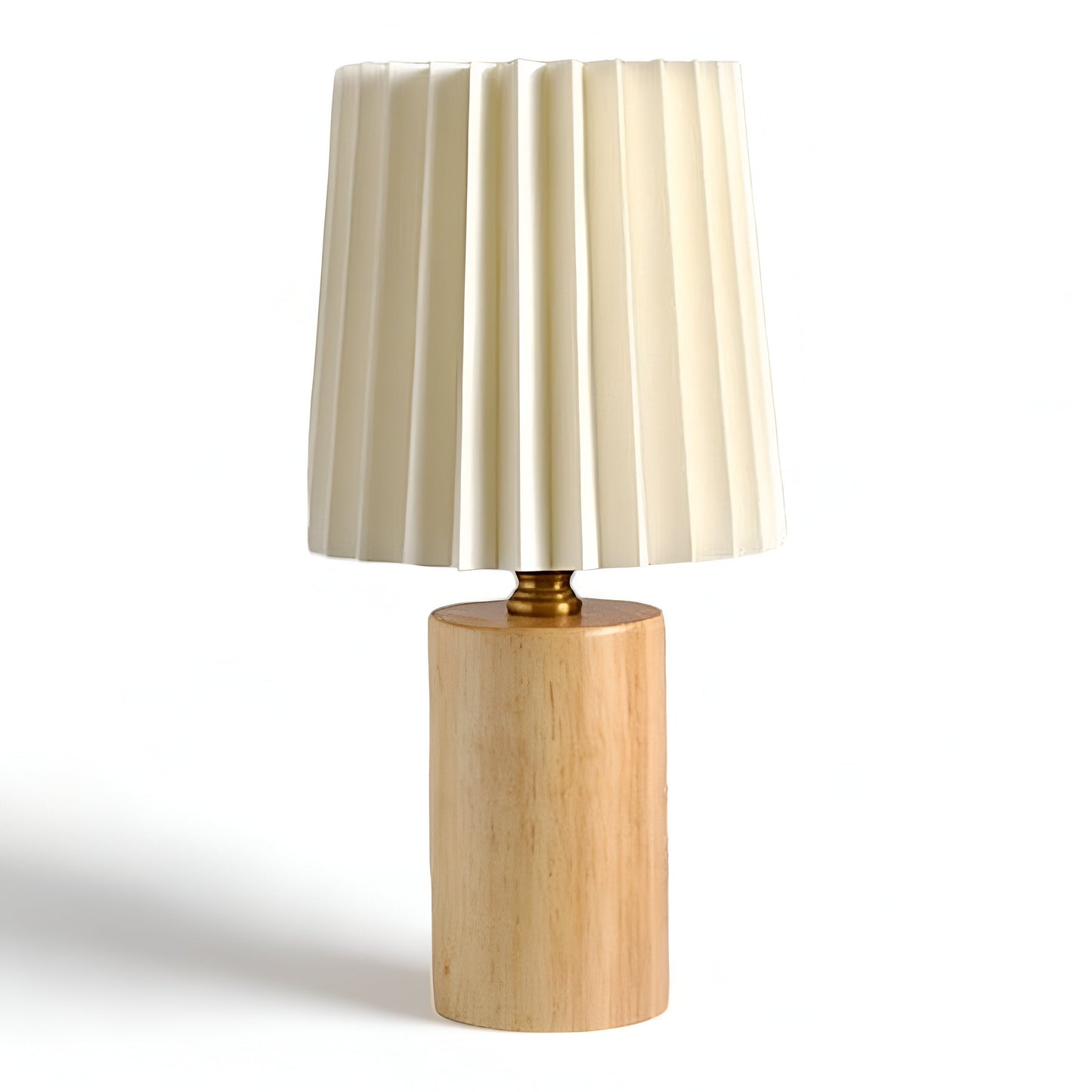 ScandiChic Holz Tischlampe - Nordic plissierter Stoff Schreibtischlampe
