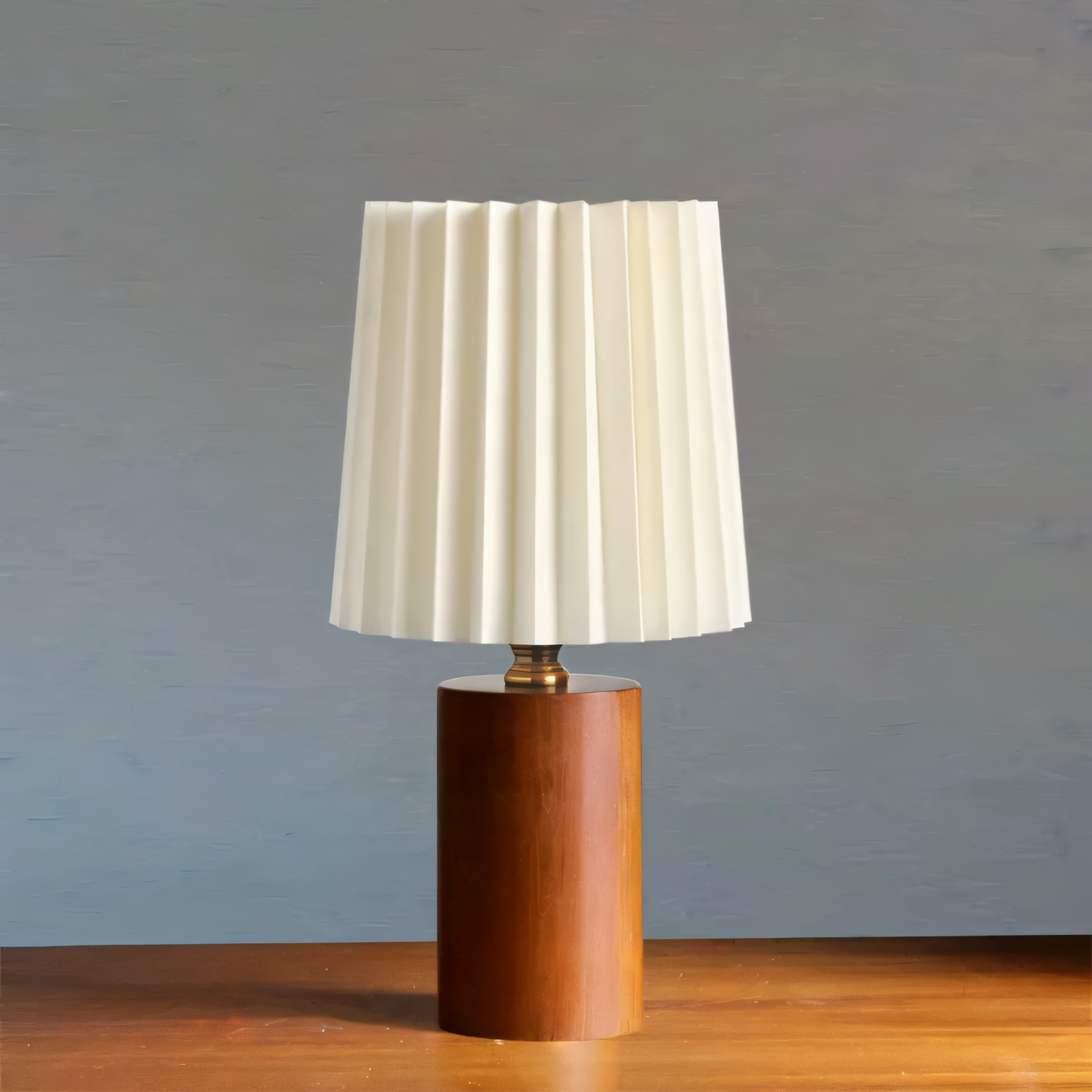 ScandiChic Holz Tischlampe - Nordic plissierter Stoff Schreibtischlampe